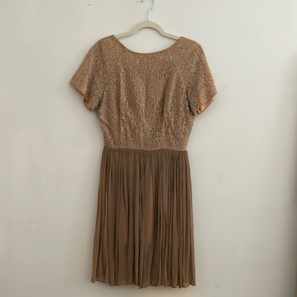 Elegant Tan Lace Cocktail Dress